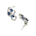 Rhodium-Plated with Silver-Toned White Cubic Zirconia & American Diamond studded Necklace and Drop Earrings Jewellery Set for women - Image 2
