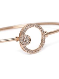 Rose Gold Cubic Zirconia Contemporary Bangle Style Brass Kada For Women - Image 2