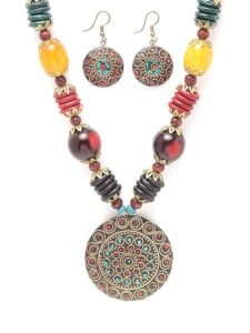 Fashion Latest Stylish Traditional Tibetan Pendant Necklace Jewellery Set for Women - Image 3