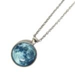 Glow in The Dark Full Moon Pendant | Silver-Toned Cable Chain Celestial Round Moonstone Pendant Necklace | Gift for Women and Girls