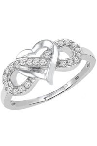 Sterling Silver Rings for Women, Infinity Ring for Women - Ring for Girlfriend, Adjustable Rings for Women Stylish, Heart Shape Rings for Girls Free Size
