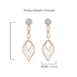 Rose Gold Plated Dangling Earrings with White Austrian Crystals for Girls and Women - Image 3