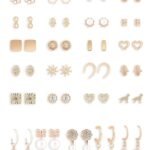 Set of 25 Gold Tone Contemporary Studs & Drop Earrings For Women