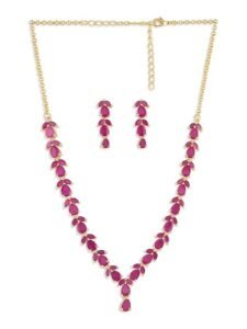 Delicate Ruby Necklace Set For Women