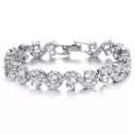 White Silver Plated Cubic Zirconia Stylish AAA Crystal Charm Bracelet for Women