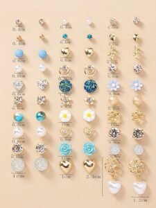 30 Pairs Earrings Combo Set Latest Stylish Crystal Pearl Earrings for Women and Girls - Image 2