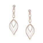 Rose Gold Plated Dangling Earrings with White Austrian Crystals for Girls and Women