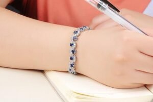 Royal Blue Crystal CZ Silver Plated Stylish Bracelet Gift for Girls Women - Image 4