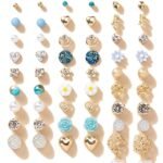 30 Pairs Earrings Combo Set Latest Stylish Crystal Pearl Earrings for Women and Girls