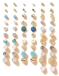30 Pairs Earrings Combo Set Latest Stylish Crystal Pearl Earrings for Women and Girls
