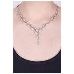 American Diamond CZ Rose Gold Plated Designer Jewellery Set/Necklace Set with Chain & Earring for Girls/Women - Image 4
