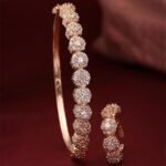 Rhodium-Plated Teardrop & Square Shaped American Diamond Studded Kada Bracelet For Girls and Women - Image 5