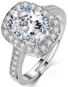 Stylish Silver Plated Solitaire Crystal Ring for Women and Girls