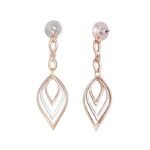 Rose Gold Plated Dangling Earrings with White Austrian Crystals for Girls and Women - Image 2