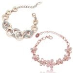Gold Plated Combo of 2 Bracelet for Women and Girls (Rose Gold)