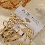 6 Pairs Combo Latest Stylish Design Metal Earrings for Women and Girls, Golden, 1 - Image 4