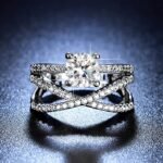 Silver Plated American Diamond Studded Cross Design Solitaire Adjustable Finger Ring - Image 3