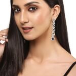 Oxidised Silver-Plated American Diamond studded Circular Shaped Drop Earrings for Girls and Women - Image 4