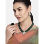 18k Gold Plated Traditional Kundan & Pearl Studded Necklace Jewellery Set For Women - Image 5