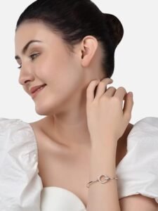 Set of 2 Rose Gold Contemporary Cubic Zirconia Brass Kada Style Bracelet For Women - Image 5