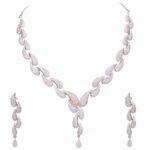 American Diamond CZ Rose Gold Plated Designer Jewellery Set/Necklace Set with Chain & Earring for Girls/Women