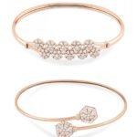 Set of 2 Rose Gold Contemporary Cubic Zirconia Brass Kada Style Bracelet For Women