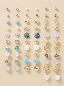 30 Pairs Earrings Combo Set Latest Stylish Crystal Pearl Earrings for Women and Girls - Image 5