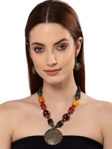 Fashion Latest Stylish Traditional Tibetan Pendant Necklace Jewellery Set for Women - Image 4