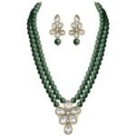 18k Gold Plated Traditional Kundan & Pearl Studded Necklace Jewellery Set For Women