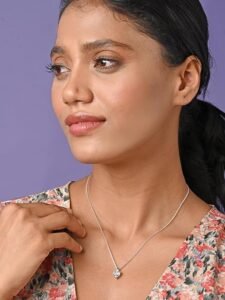 Sterling Silver White Gold Plated Heart Solitaire Pendant Chain Necklace | Gift for Women & Girls - Image 4