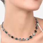 Green & Blue Dazzling Stones Embellished Contemporary Necklace For Women