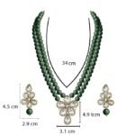 18k Gold Plated Traditional Kundan & Pearl Studded Necklace Jewellery Set For Women - Image 2