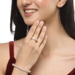 Rhodium-Plated Teardrop & Square Shaped American Diamond Studded Kada Bracelet For Girls and Women - Image 3