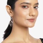 Rose Gold Plated Dangling Earrings with White Austrian Crystals for Girls and Women - Image 4