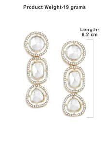 Gold Tone Artificial Stones & Austrian Diamonds Dangle Earring For Women - Image 2