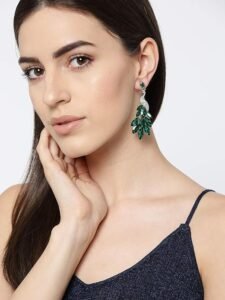 Swiss Zircon Peacock Earings Fashion Earrings for Girls and WomenColor: Green Material: Silver Plated It is advisable to store jewellery in a zip lock pouch (air tight pouch), keep away from water perfume and other chemicals and clean it with dry and soft cloth Aaa swiss zircon stud Lead and nickel free as per international standards Hi quality plating for long lasting finish - Image 6
