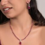 American Diamond CZ Gold Plated Designer Golden Jewellery Set/Necklace Set with Chain & Earring for Girls/Women - Image 3