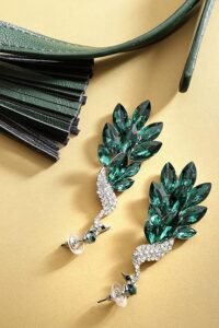 Swiss Zircon Peacock Earings Fashion Earrings for Girls and WomenColor: Green Material: Silver Plated It is advisable to store jewellery in a zip lock pouch (air tight pouch), keep away from water perfume and other chemicals and clean it with dry and soft cloth Aaa swiss zircon stud Lead and nickel free as per international standards Hi quality plating for long lasting finish - Image 3