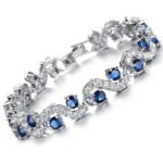 Royal Blue Crystal CZ Silver Plated Stylish Bracelet Gift for Girls Women - Image 5