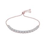 Rose Gold Plated Cubic Zirconia Adjustable Bracelet Jewellery with Pull-Chain for Women & Girls