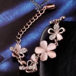 Latest 18k Rose Gold Stylish Bracelet Earrings Combo Jewellery For Women and Girls - Image 2
