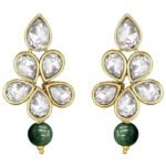 18k Gold Plated Traditional Kundan & Pearl Studded Necklace Jewellery Set For Women - Image 3