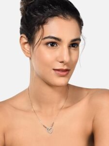 Gold Cubic Zirconia Contemporary Heart Chain For Women - Image 2