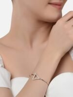 Set of 2 Rose Gold Contemporary Cubic Zirconia Brass Kada Style Bracelet For Women - Image 4