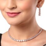 Jewellery Set Classic Style AD/American Diamond Studded Rose Gold Plated Handcrafted Circle Necklace Set for Women & Girls - Image 5