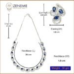 Rhodium-Plated with Silver-Toned White Cubic Zirconia & American Diamond studded Necklace and Drop Earrings Jewellery Set for women - Image 3