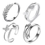 Delicate Hug Silver Ring For Women I AM Enough Love Adjustable Finger Rings For Women Girls Love Gifts Women's Jewellery Rings Combo