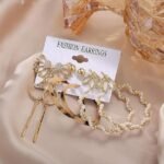 6 Pairs Combo Latest Stylish Design Metal Earrings for Women and Girls, Golden, 1 - Image 2