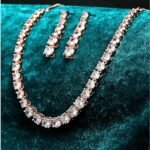 Jewellery Set Classic Style AD/American Diamond Studded Rose Gold Plated Handcrafted Circle Necklace Set for Women & Girls - Image 6