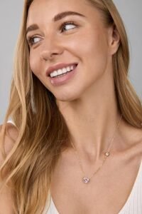 Love Heart Shape With Pink & White Diam Pendant Necklace for Girls And Women with Extendable Chain - Image 3